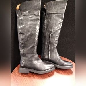 Franco Sarto Battina Black Leather Over The Knee Boots Size 11 M NIB